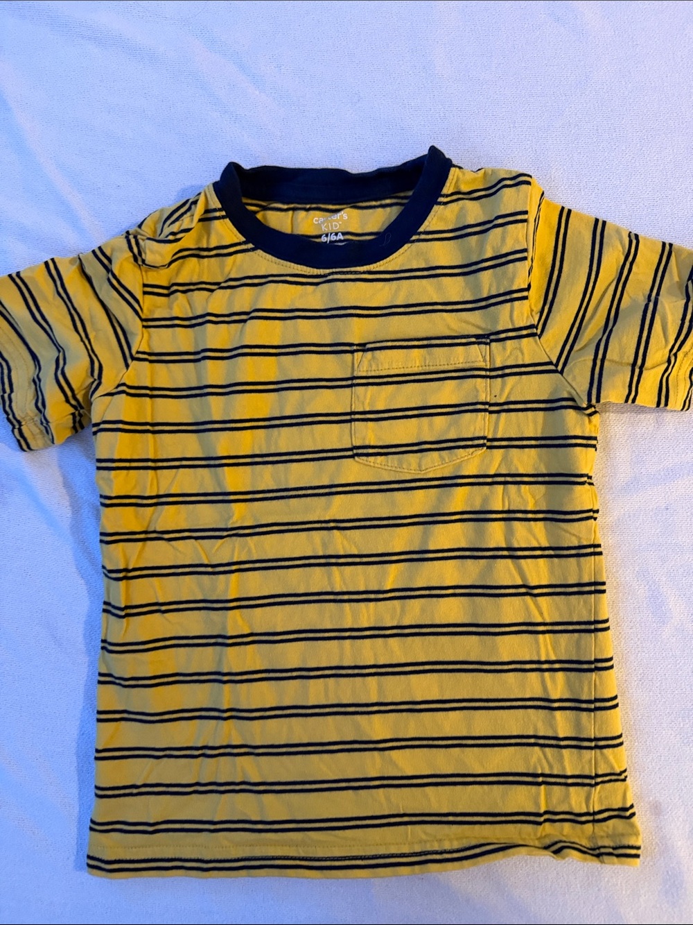 Carter's Yellow Tee with Navy Striped Pocket